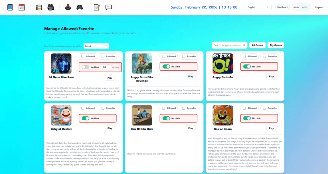 Kids Safe Browser games view 2